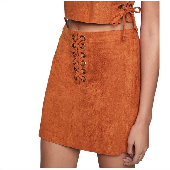 👑 Mix & Match 2/$90 👑 BCBGeneration Faux-Suede Lace-Up Mini Skirt - Picture 3 of 7